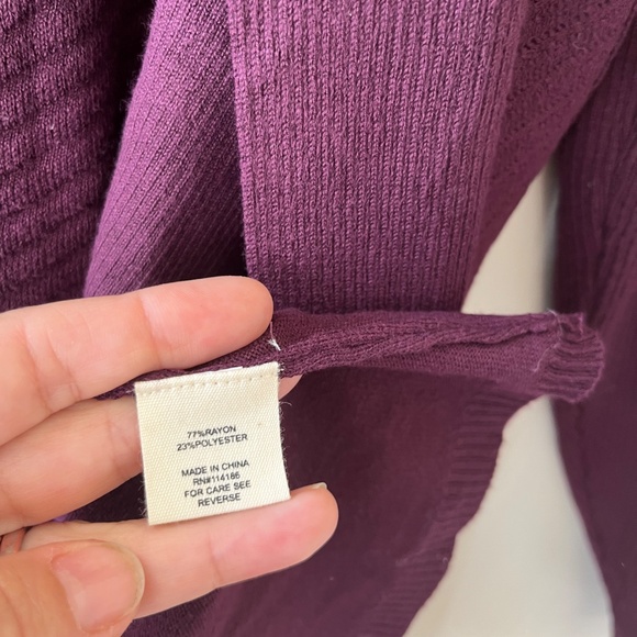 Retrology Sz 3XL Purple Stretch Open Cardigan Sweater Long Sleeves - Picture 7 of 7